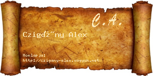 Czigány Alex névjegykártya